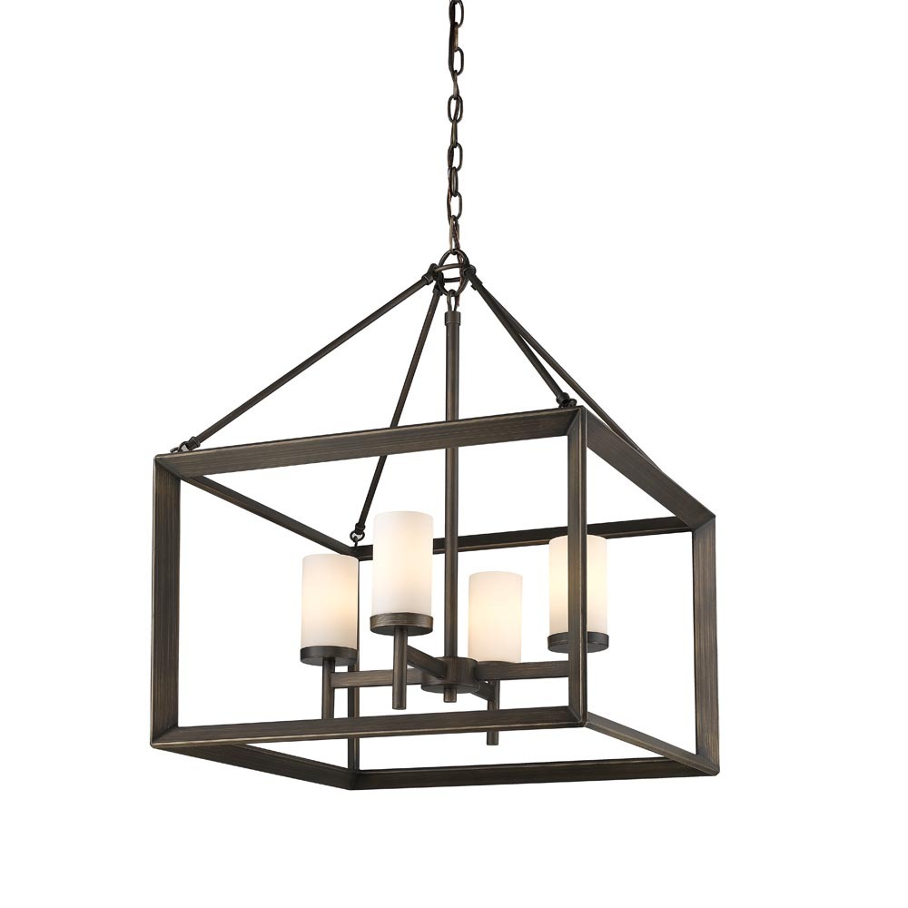 Smyth 4 Light Chandelier (Gunmetal Bronze & Opal Glass)
